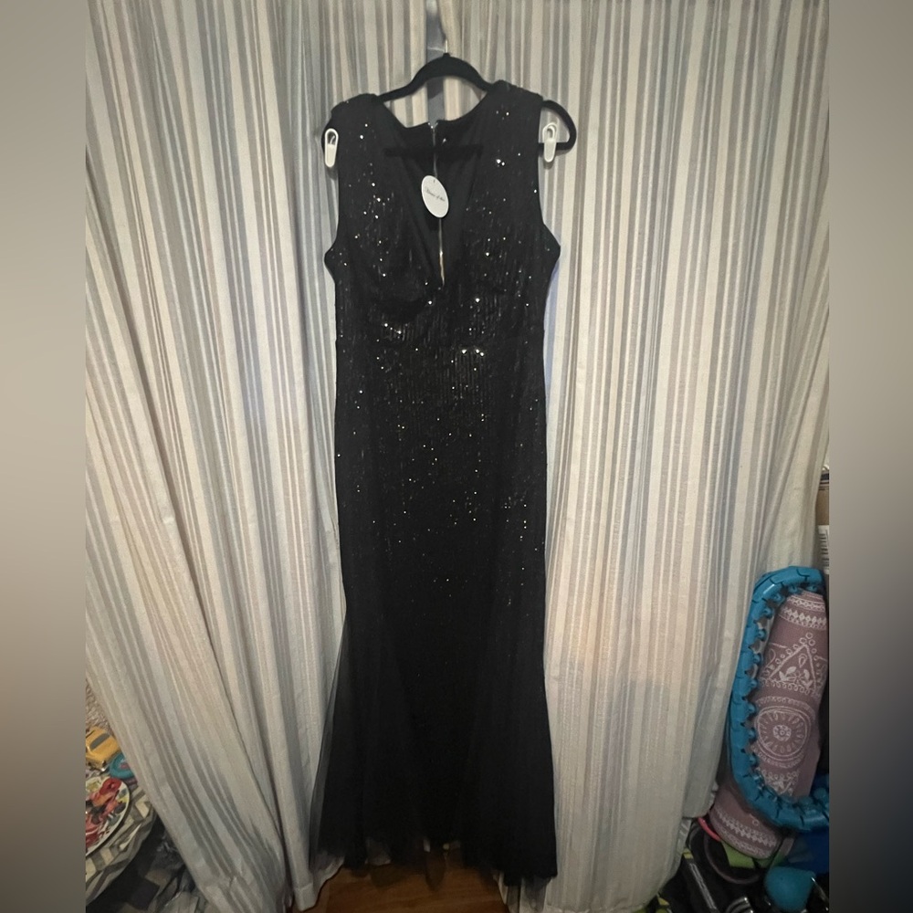 SHEIN floor length sequin  mermaid gown with mesh details